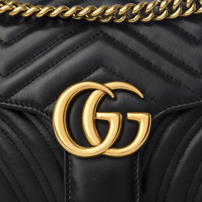 Gucci Calfskin Matelasse Small GG Marmont Shoulder Bag Black 8 of 8