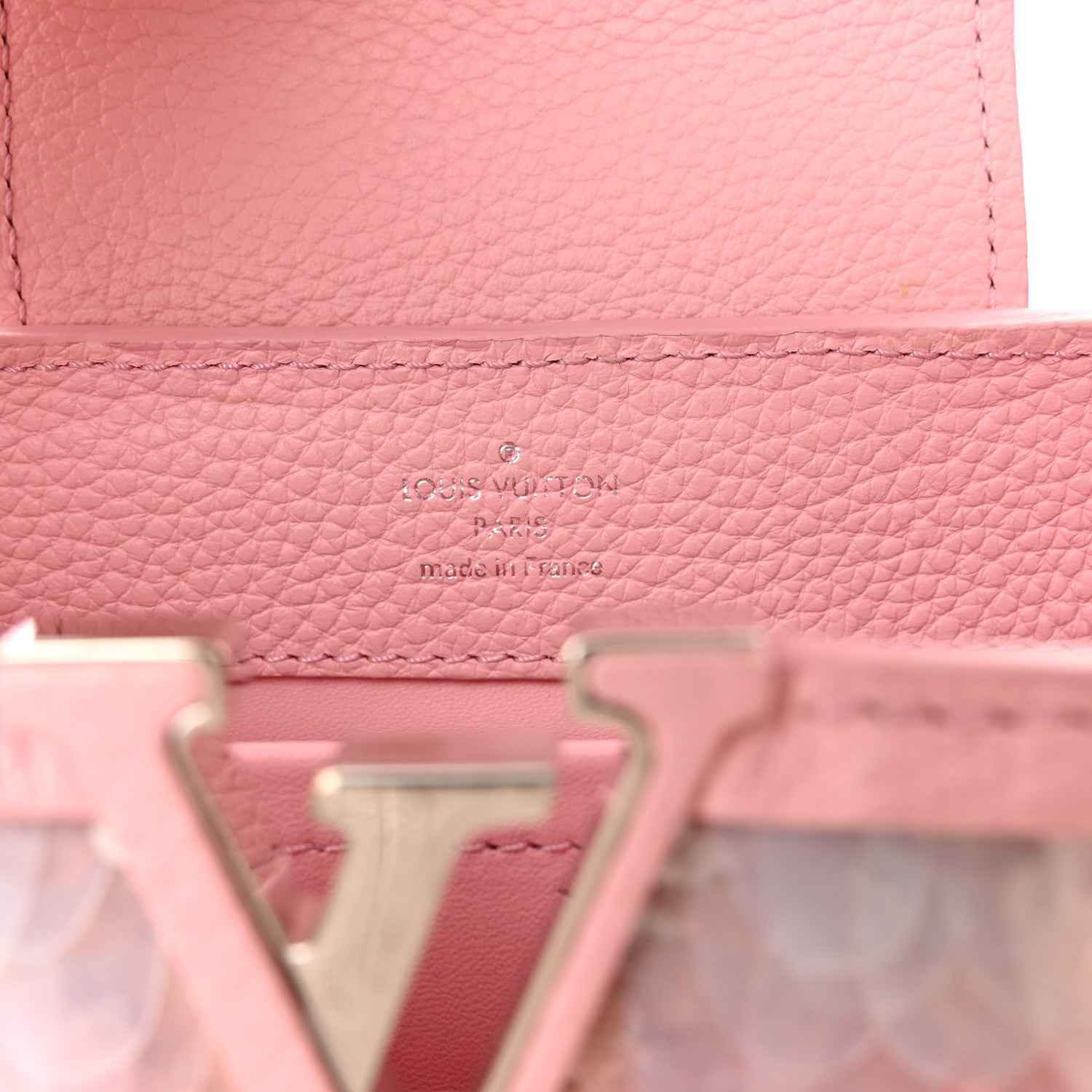 Louis Vuitton Sequins Metallic Taurillon Capucines Mini Pink 7 of 12