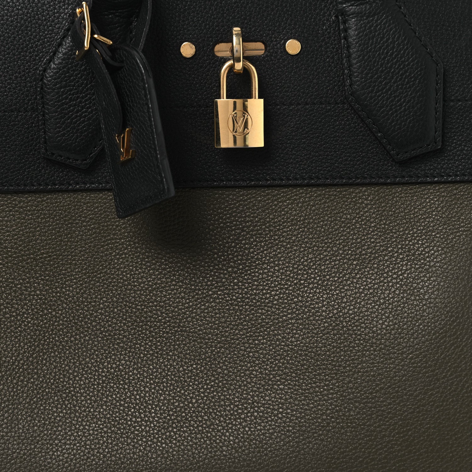 Louis Vuitton Calfskin City Steamer MM Kaki Black 8 of 17