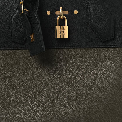 Louis Vuitton Calfskin City Steamer MM Kaki Black 8 of 17