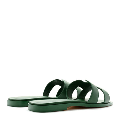 Hermes Calfskin Oran Sandals 35 Vert Electrique 4 of 11