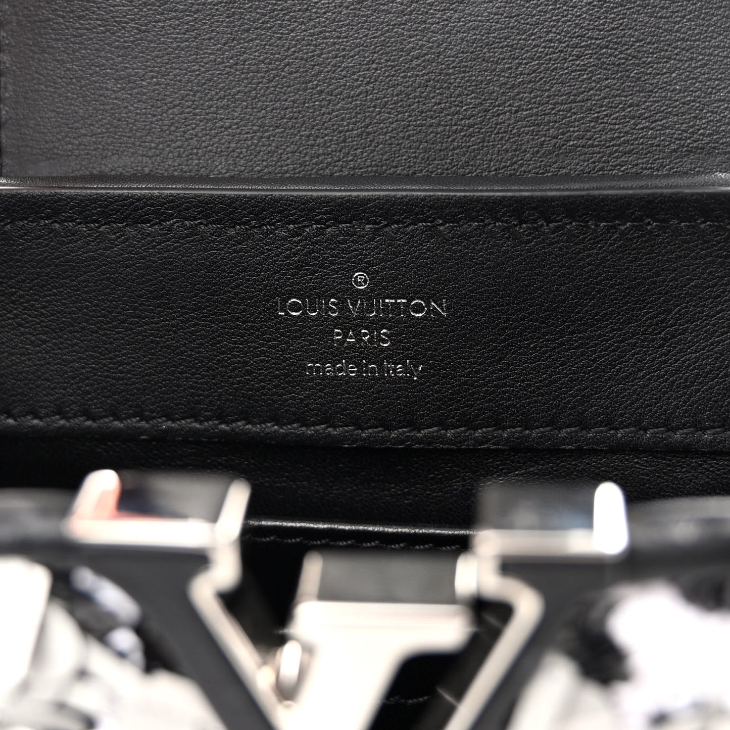 Calfskin Sequin Mini Capucines Black White