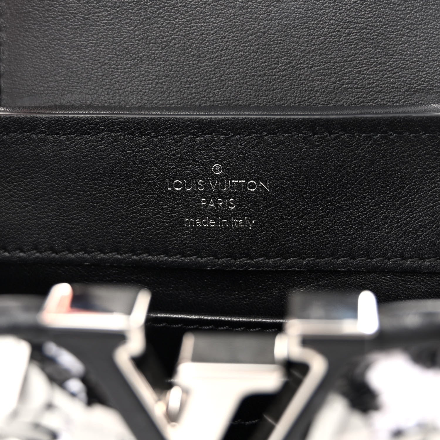 Louis Vuitton Calfskin Sequin Mini Capucines Black White 5 of 9