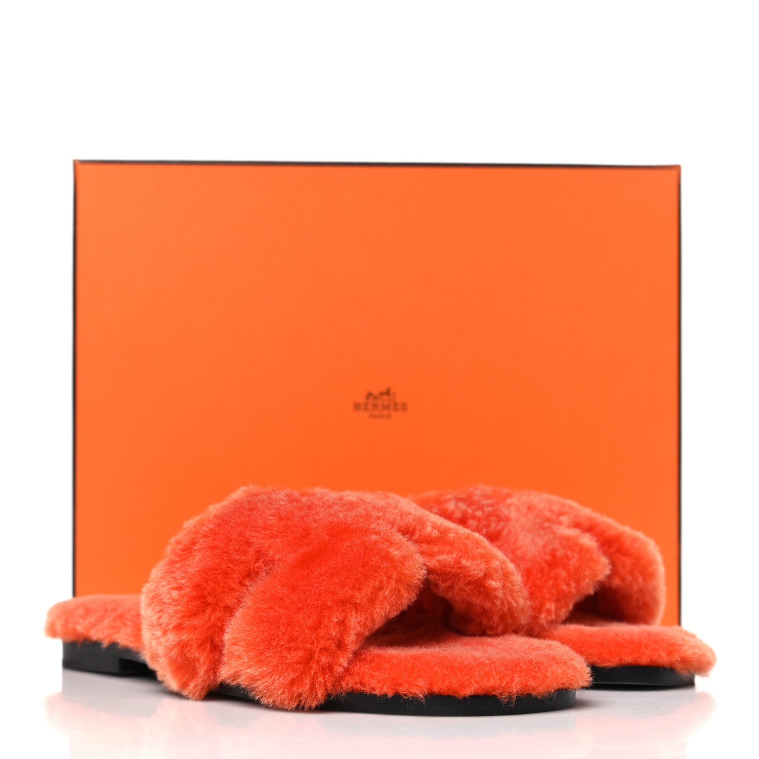 Hermes Woolskin Oran Sandals 37 Orange 8 of 8