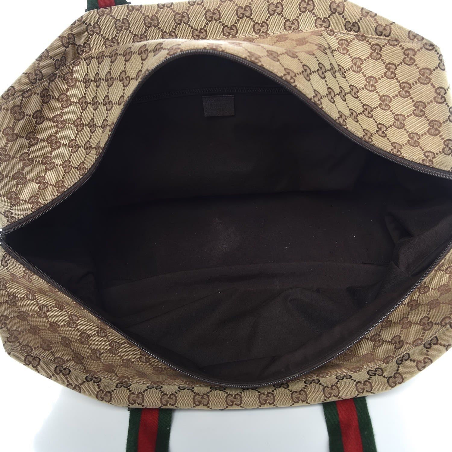 Gucci GG Monogram Web Large Collapsible Carry On Duffle Beige Brown 5 of 18