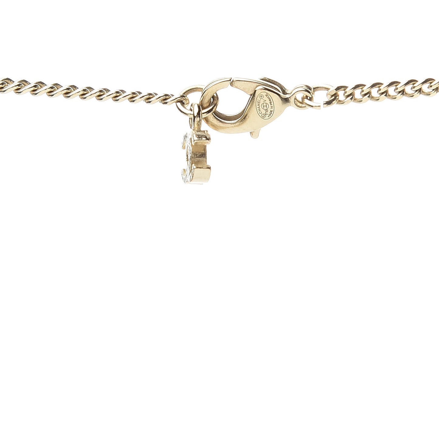 Pearl CC Drop Necklace Gold