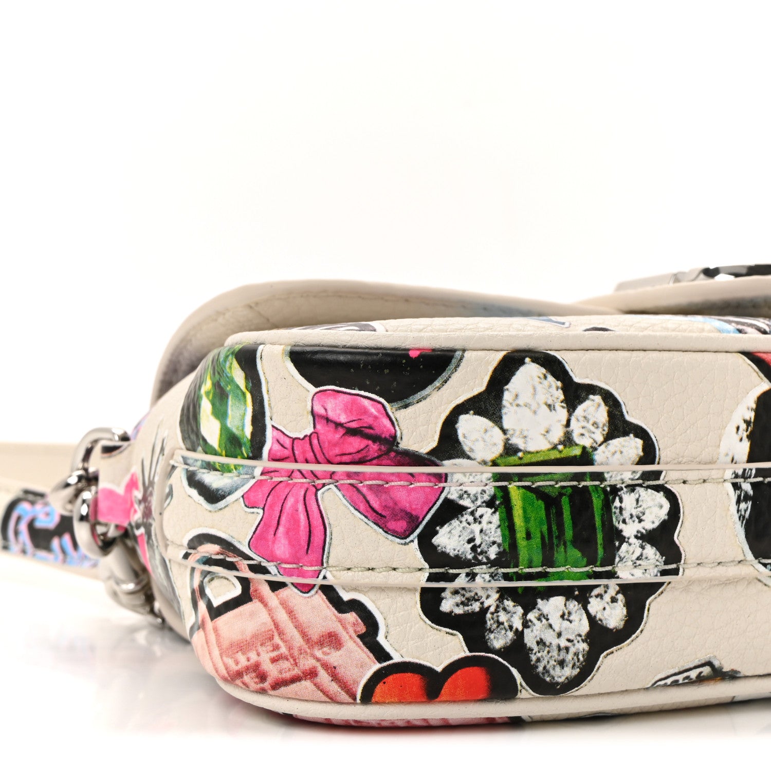 Marc Jacobs Grained Calfskin The Clover Sticker Shoulder Bag White Multicolor 9 of 10