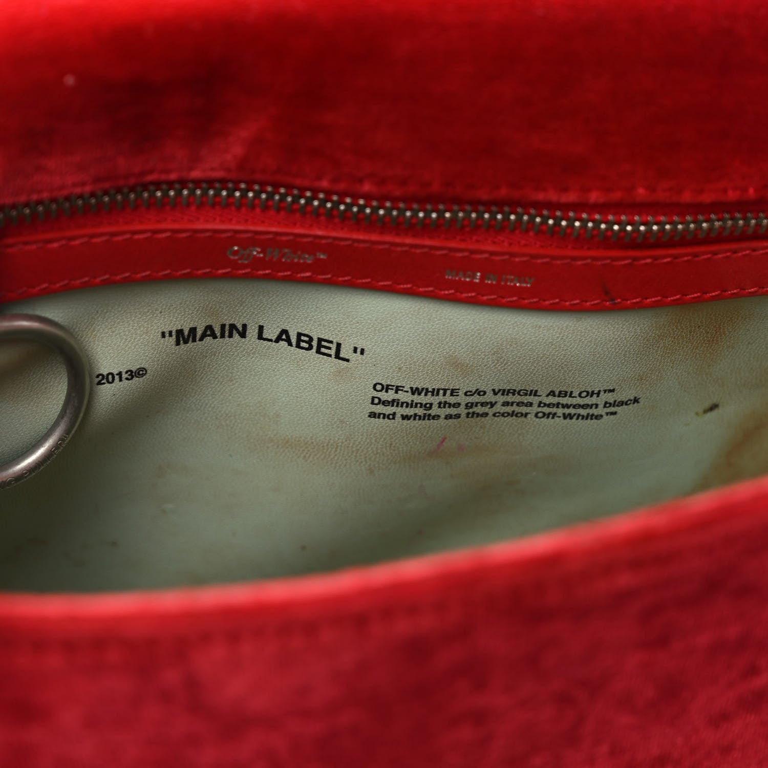 Off-White Velvet Diag Binder Flap Bag Red 7 of 10