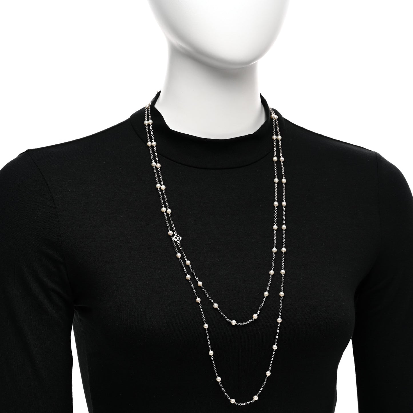 Sterling Silver Freshwater Cultured Pearl Station Long Necklace