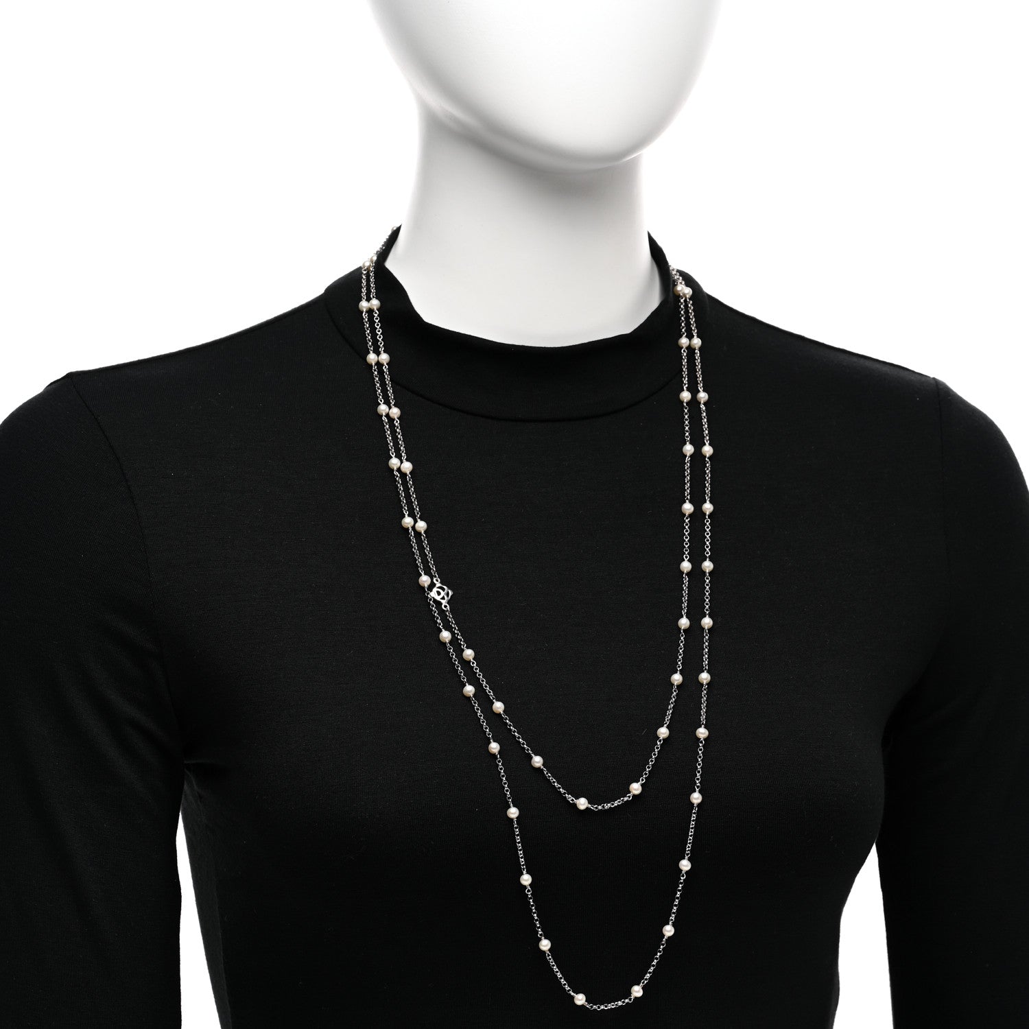 David Yurman Sterling Silver Freshwater Cultured Pearl Station Long Necklace 2 of 4