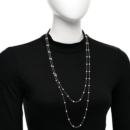 David Yurman Sterling Silver Freshwater Cultured Pearl Station Long Necklace 2 of 4