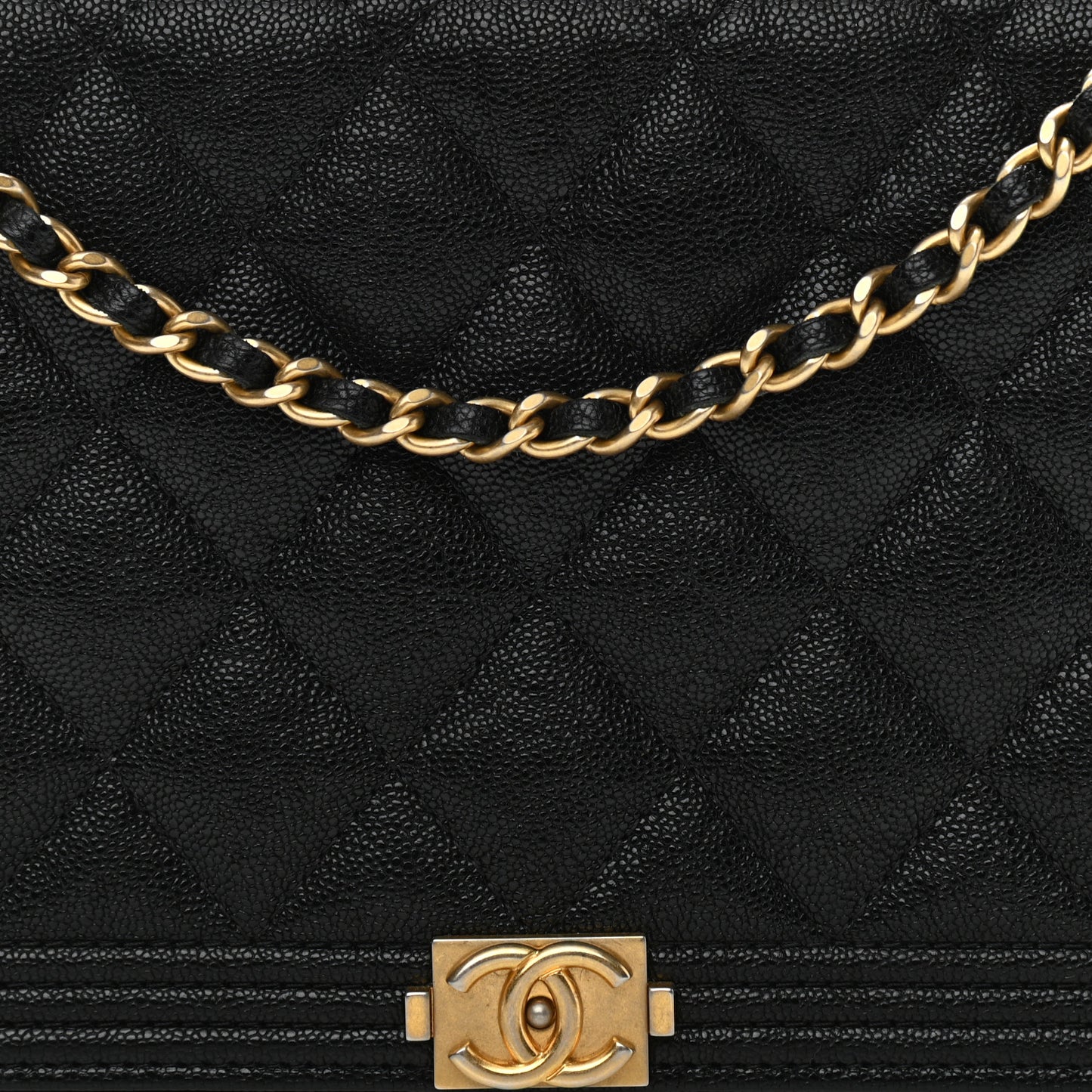 Caviar Quilted Boy Wallet On Chain WOC Black