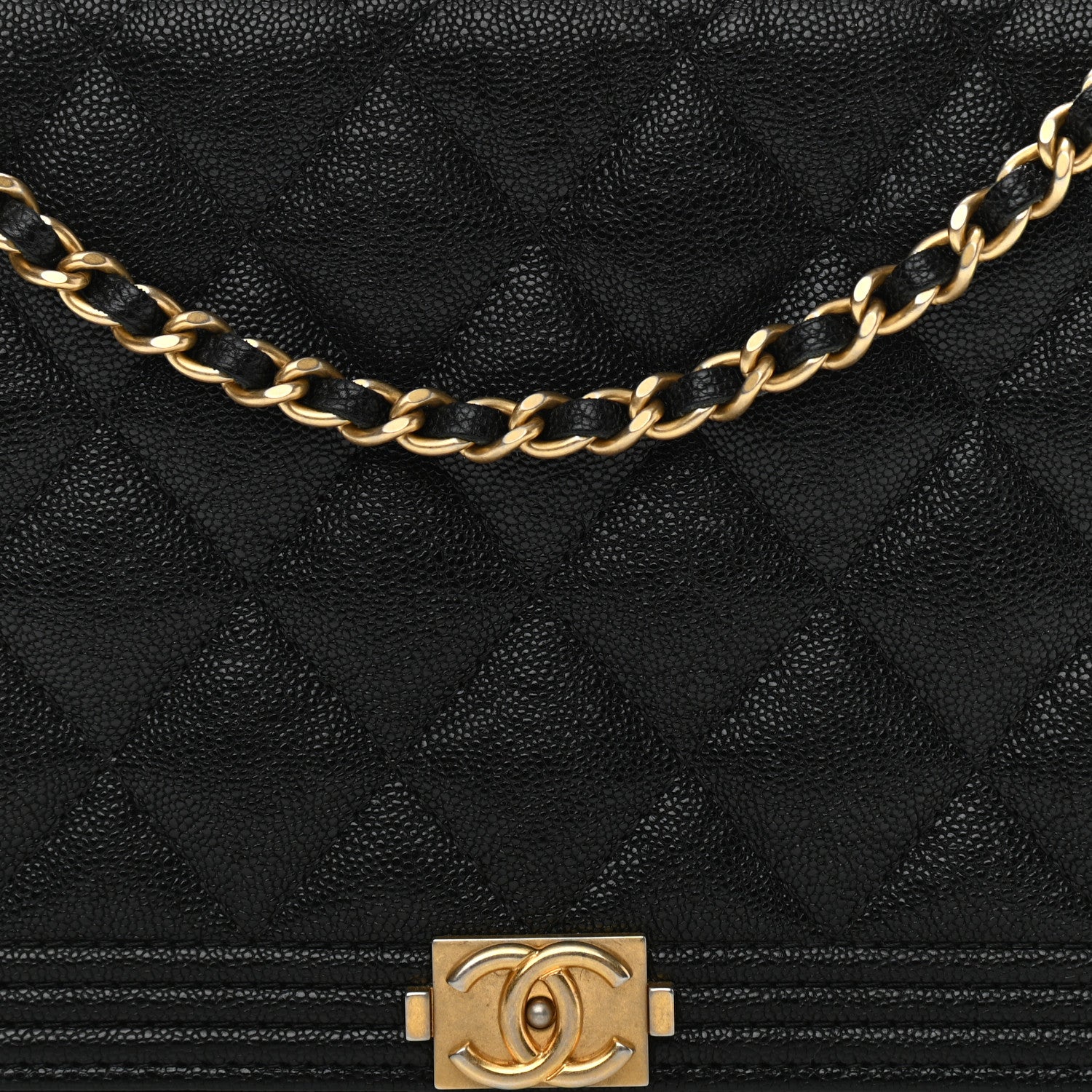 Chanel Caviar Quilted Boy Wallet On Chain WOC Black 9 of 12