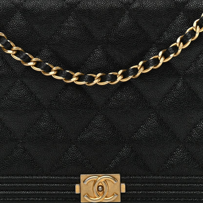 Chanel Caviar Quilted Boy Wallet On Chain WOC Black 9 of 12
