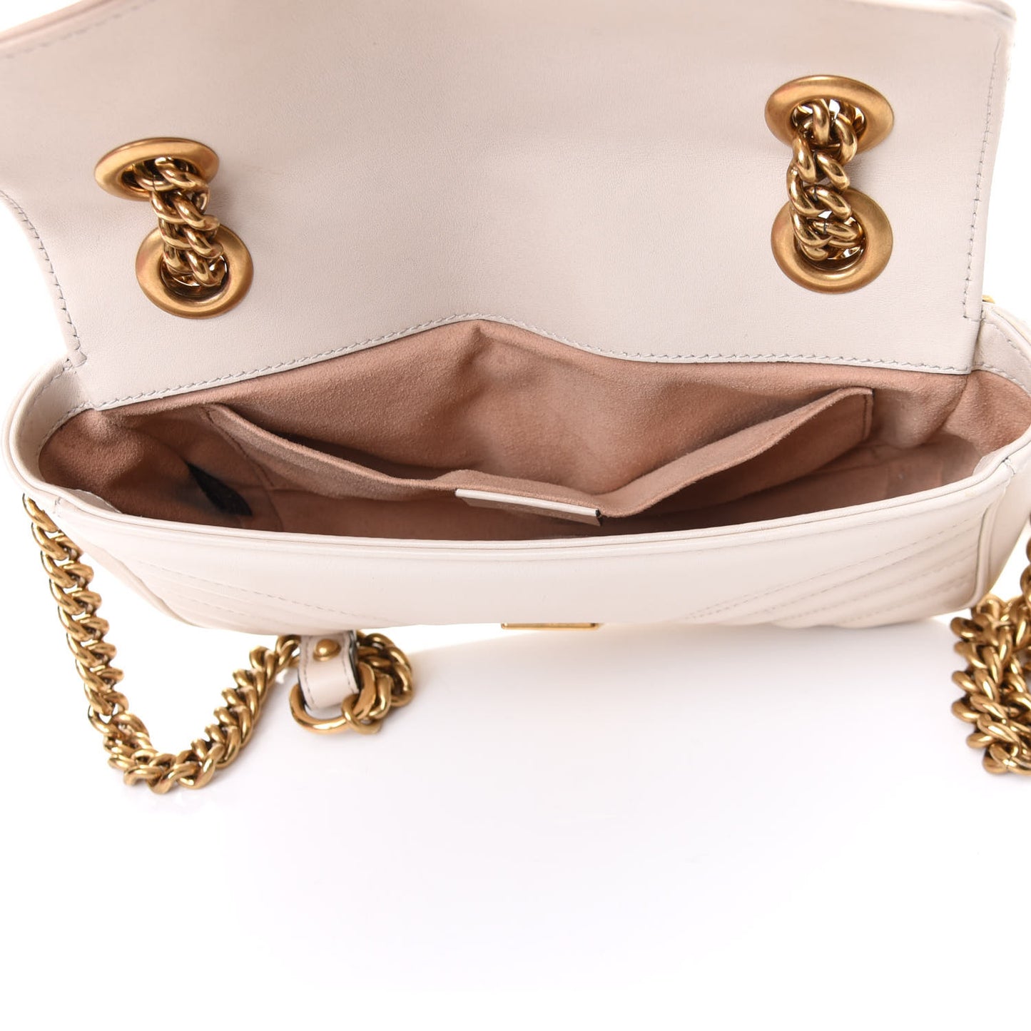 Calfskin Matelasse Mini GG Marmont Shoulder Bag White