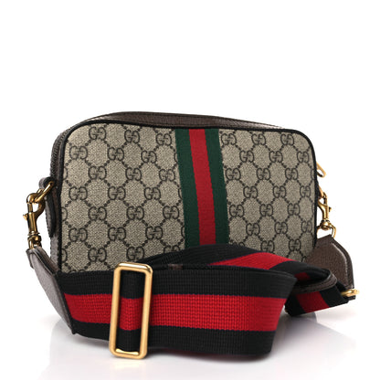 Gucci GG Supreme Monogram Textured Dollar Calfskin Web Ophidia Wristlet Shoulder Bag Beige Ebony New Acero 3 of 10