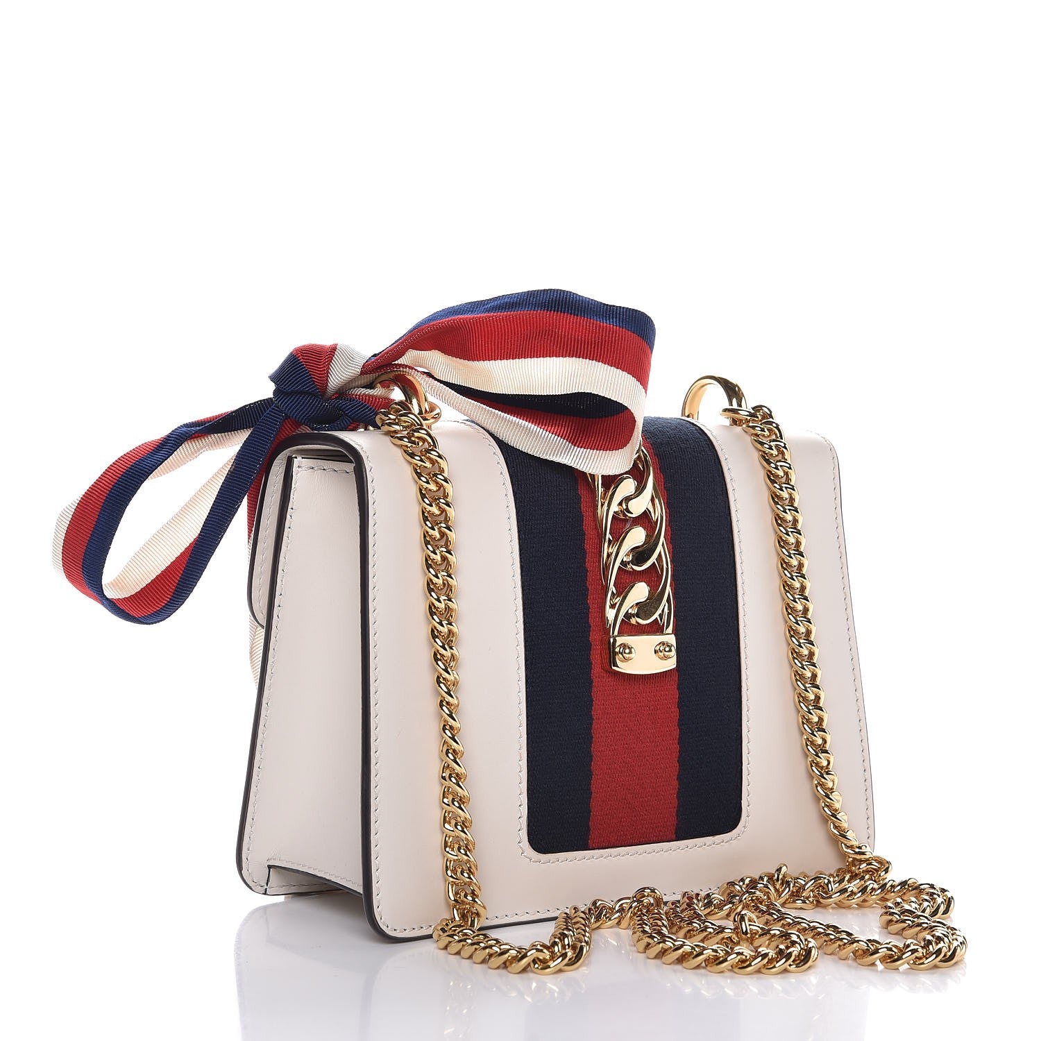 Gucci Calfskin Mini Sylvie Chain Shoulder Bag White 3 of 8