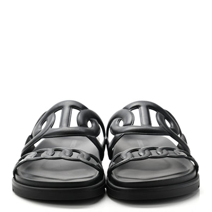 Hermes Nappa Extra Sandals 36.5 Black 2 of 8