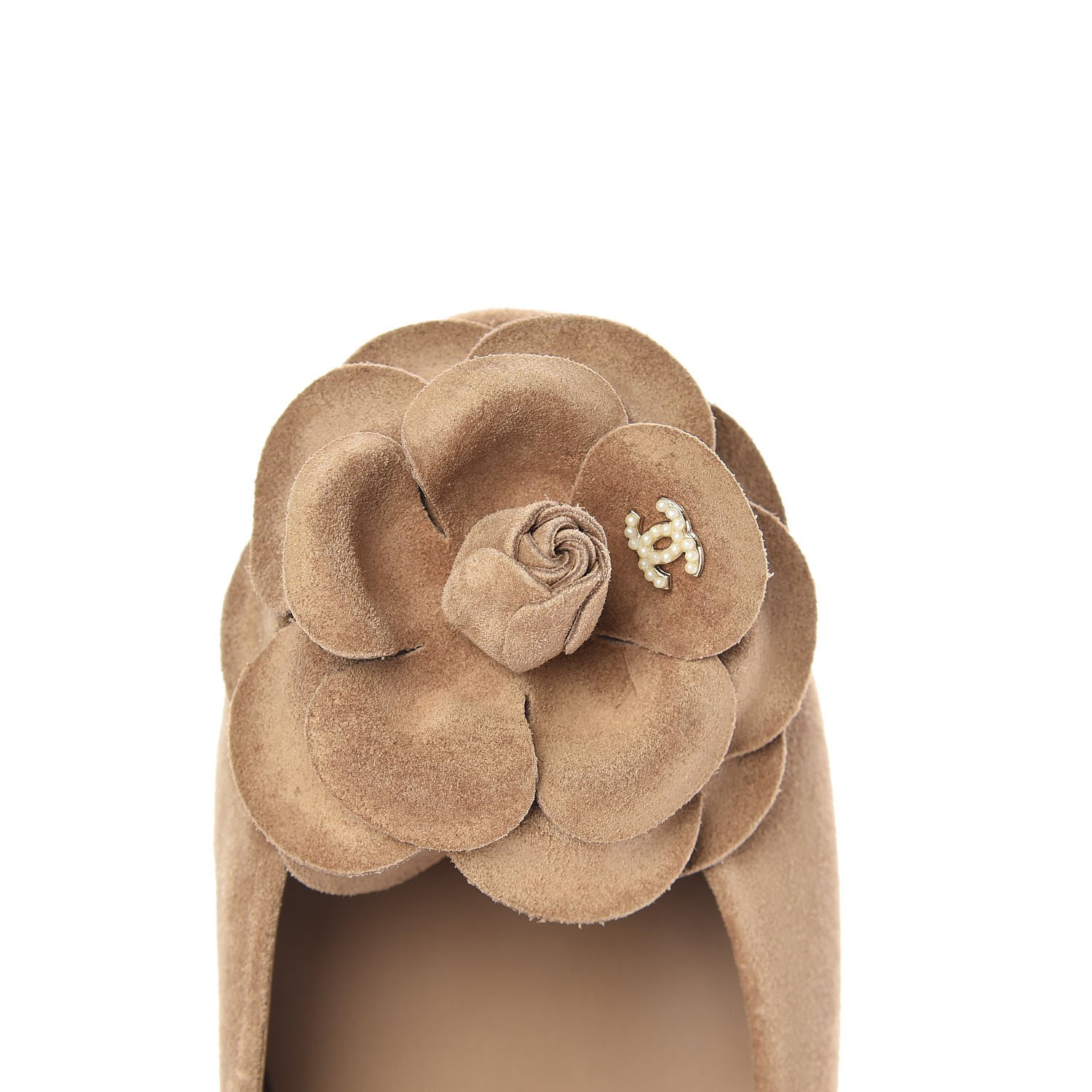 Chanel Suede Camellia CC Ballerina Flat 40.5 Beige 9 of 9