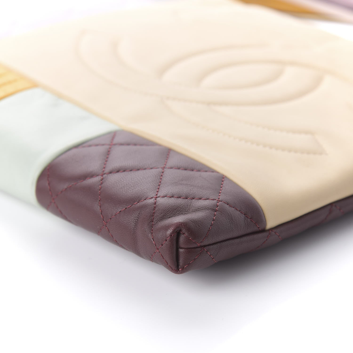 Chanel Lambskin Patchwork Medium Cosmetic Case Multicolor Burgundy 7 of 11