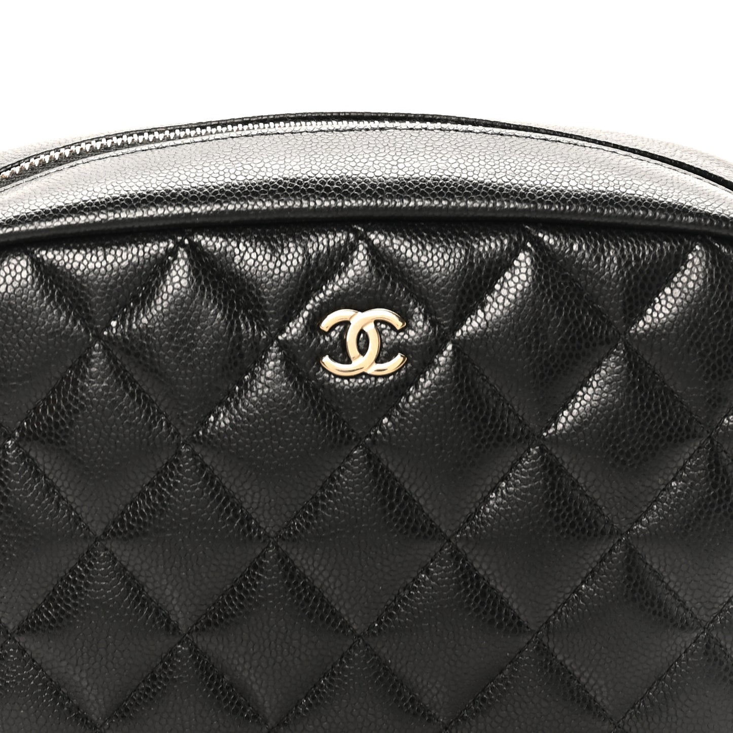 Caviar Quilted Medium Curvy Pouch Cosmetic Case Black