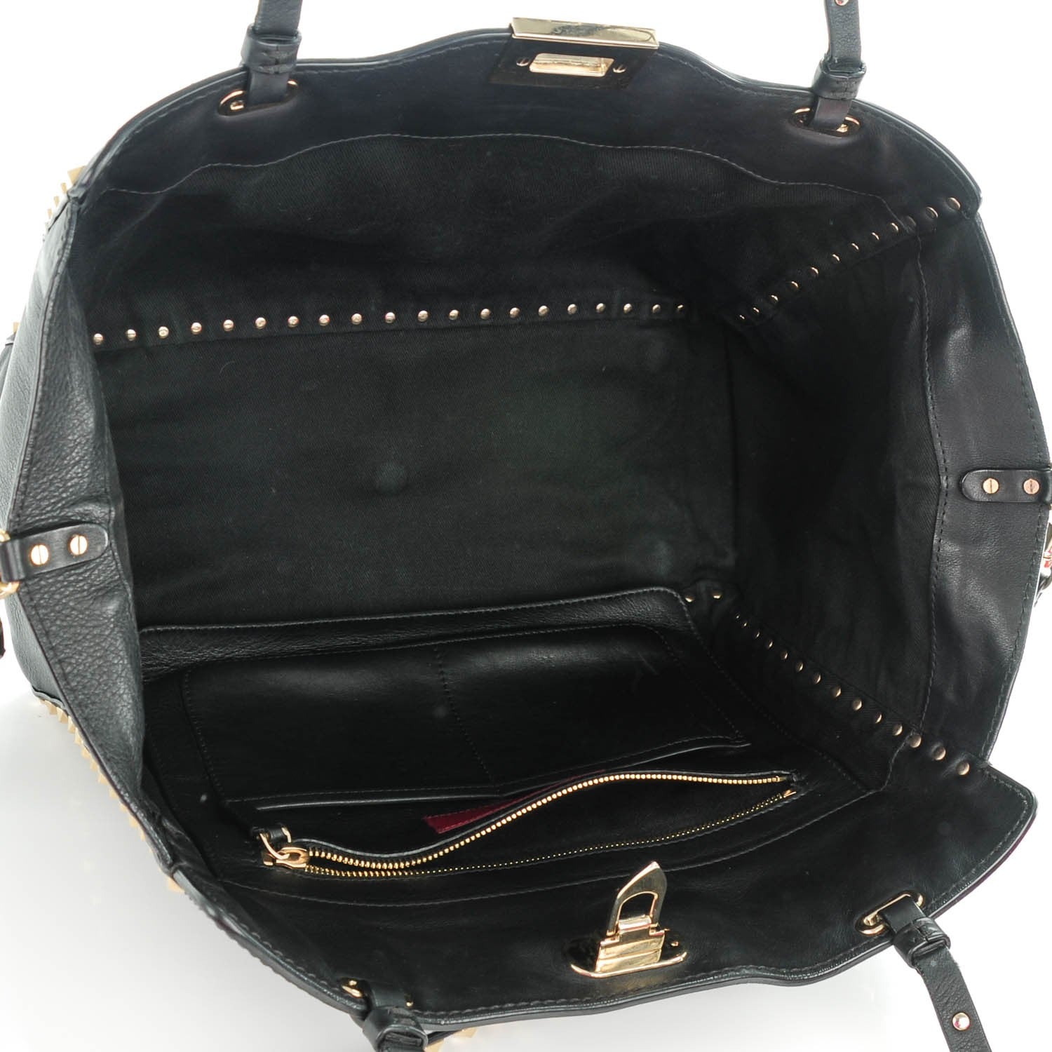 Valentino Garavani Vitello Medium Rockstud Tote Black 6 of 7