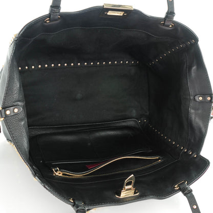 Valentino Garavani Vitello Medium Rockstud Tote Black 6 of 7