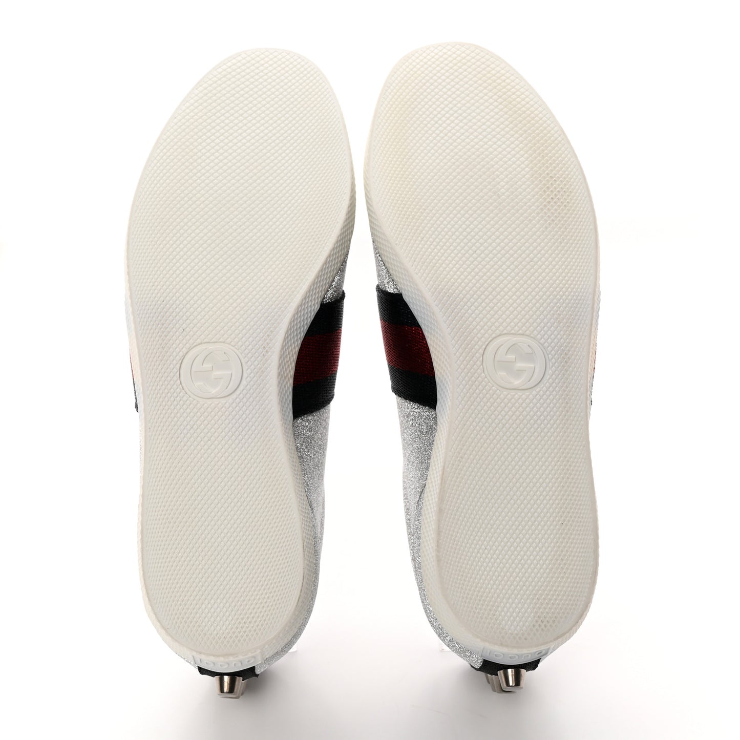 Glitter Fabric Studded Web Womens Sneakers 35.5 Silver