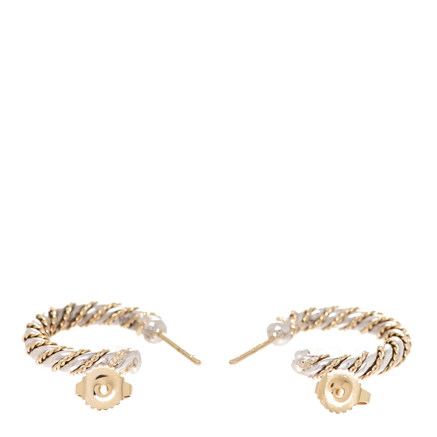 Tiffany Sterling Silver 18K Yellow Gold Twisted Hoop Earrings 3 of 5