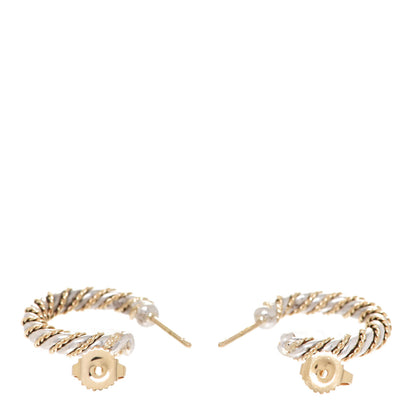 Tiffany Sterling Silver 18K Yellow Gold Twisted Hoop Earrings 3 of 5