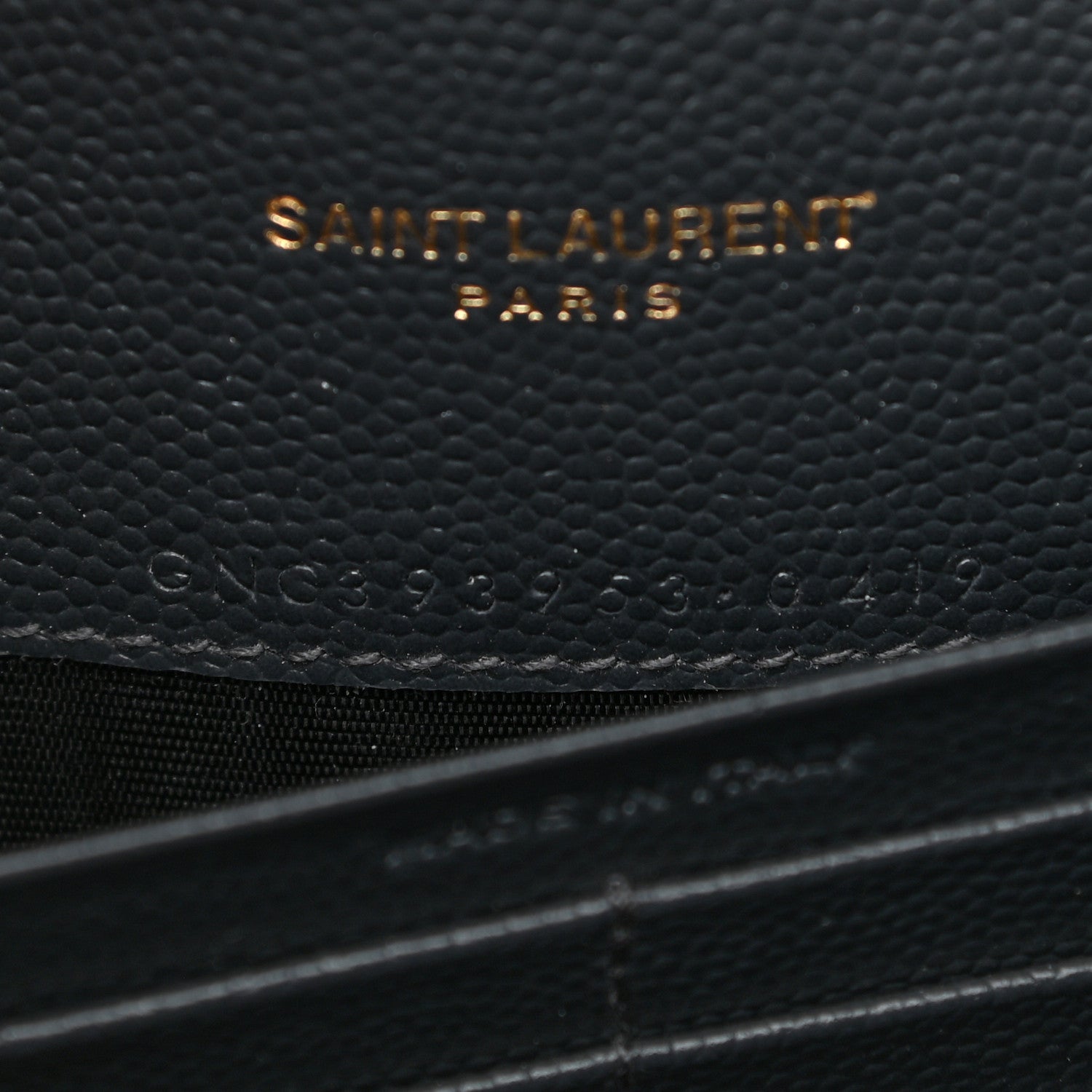 Saint Laurent Grain De Poudre Matelasse Chevron Monogram Envelope Chain Wallet Dark Smog 7 of 13