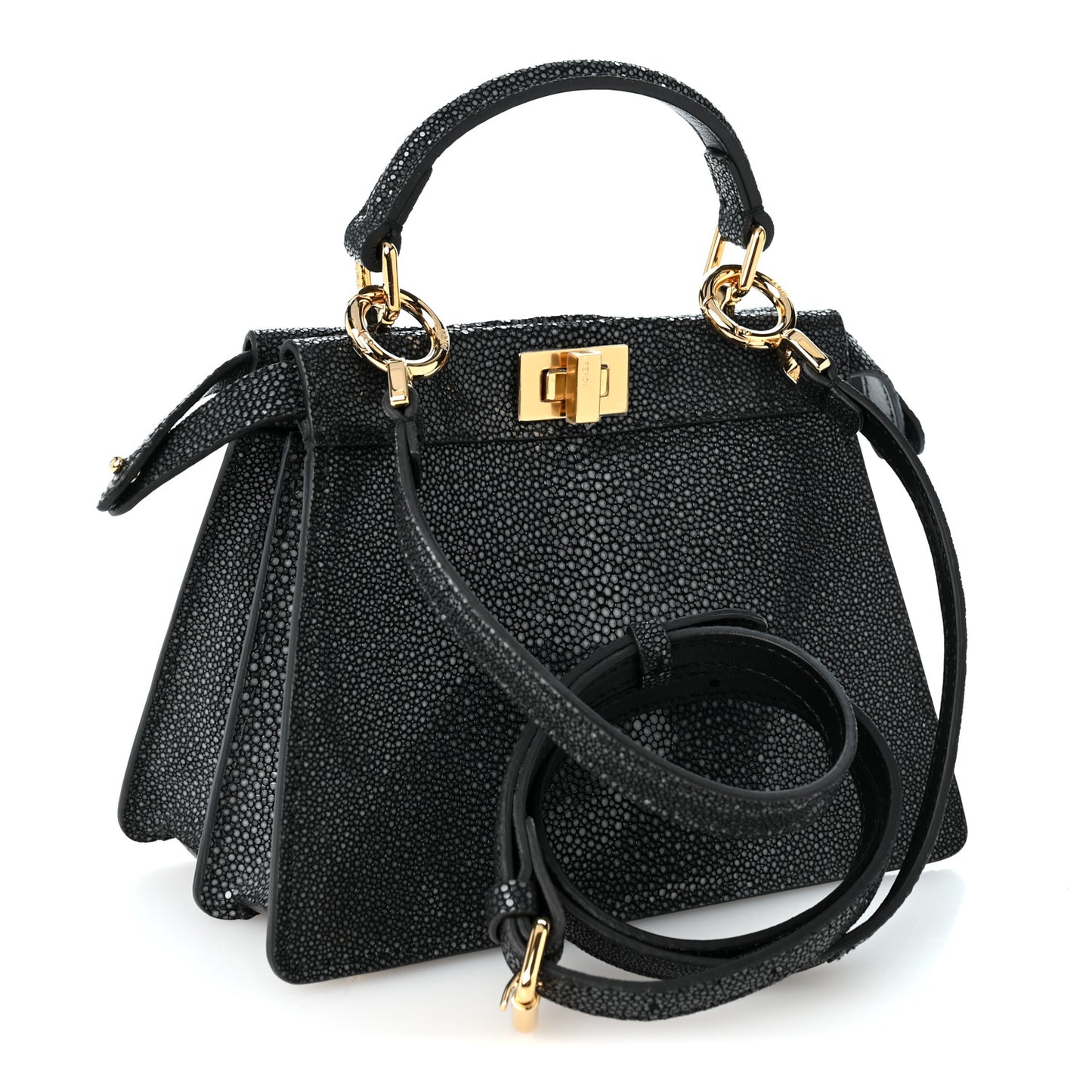 Stingray Shiny Nappa Petite Peekaboo I SEE U Satchel Black