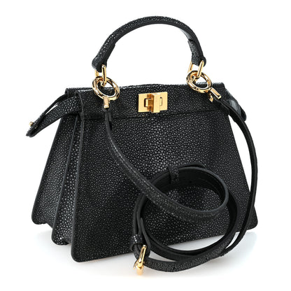 Fendi Stingray Shiny Nappa Petite Peekaboo I SEE U Satchel Black 2 of 9