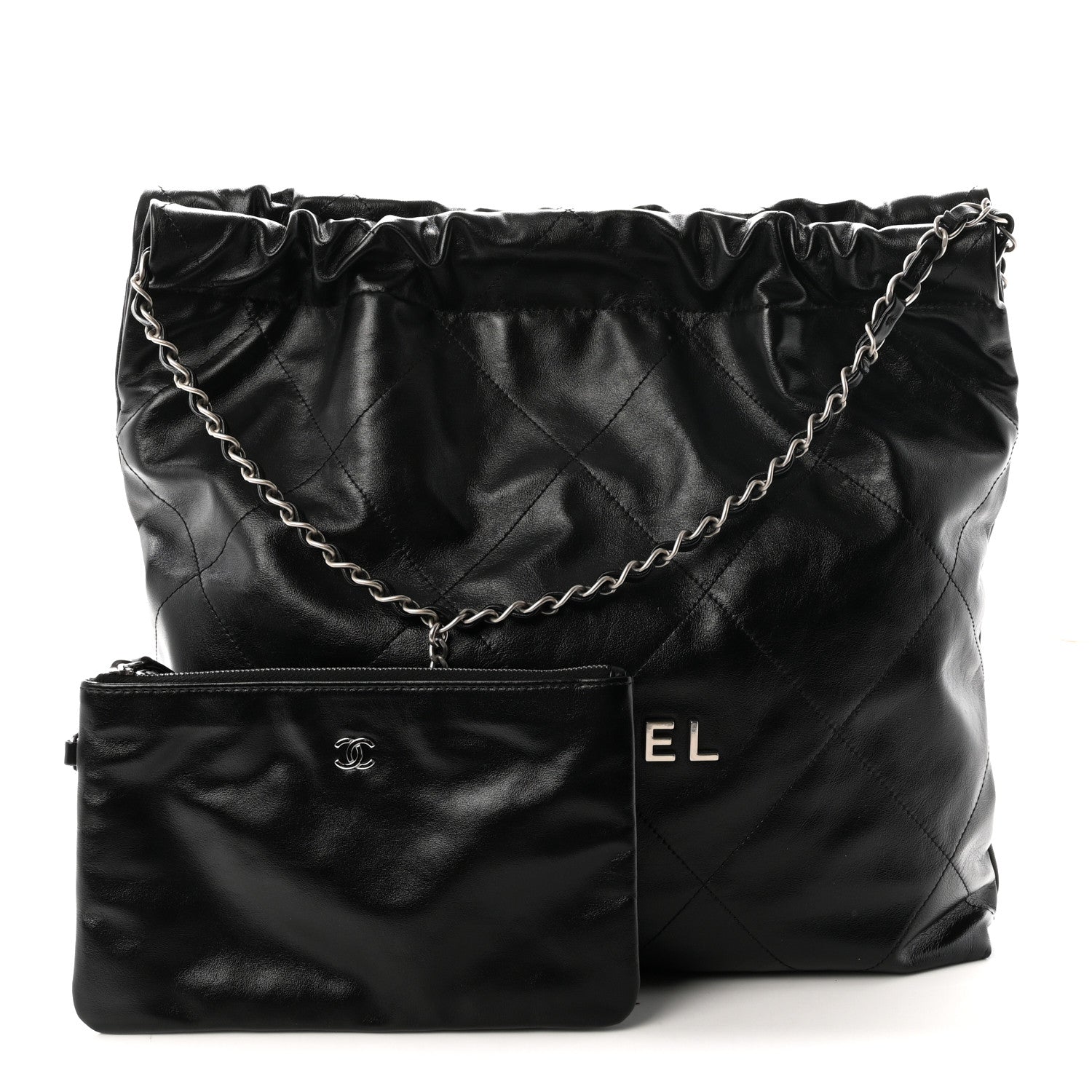 Chanel Shiny Calfskin Quilted Small Chanel 22 Black 3 of 11