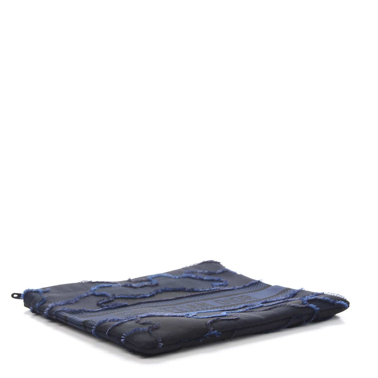 Canvas Embroidered Camouflage Medium Diordouble Zip Pouch Blue