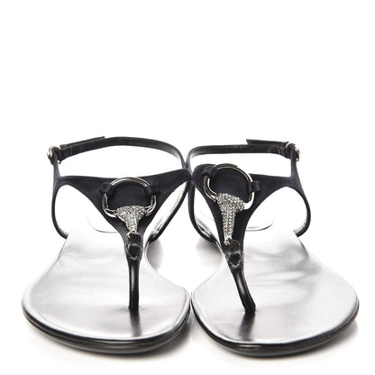 Gucci Lambskin Crystal Lady Bit Thong Sandals 39.5 Black 2 of 10