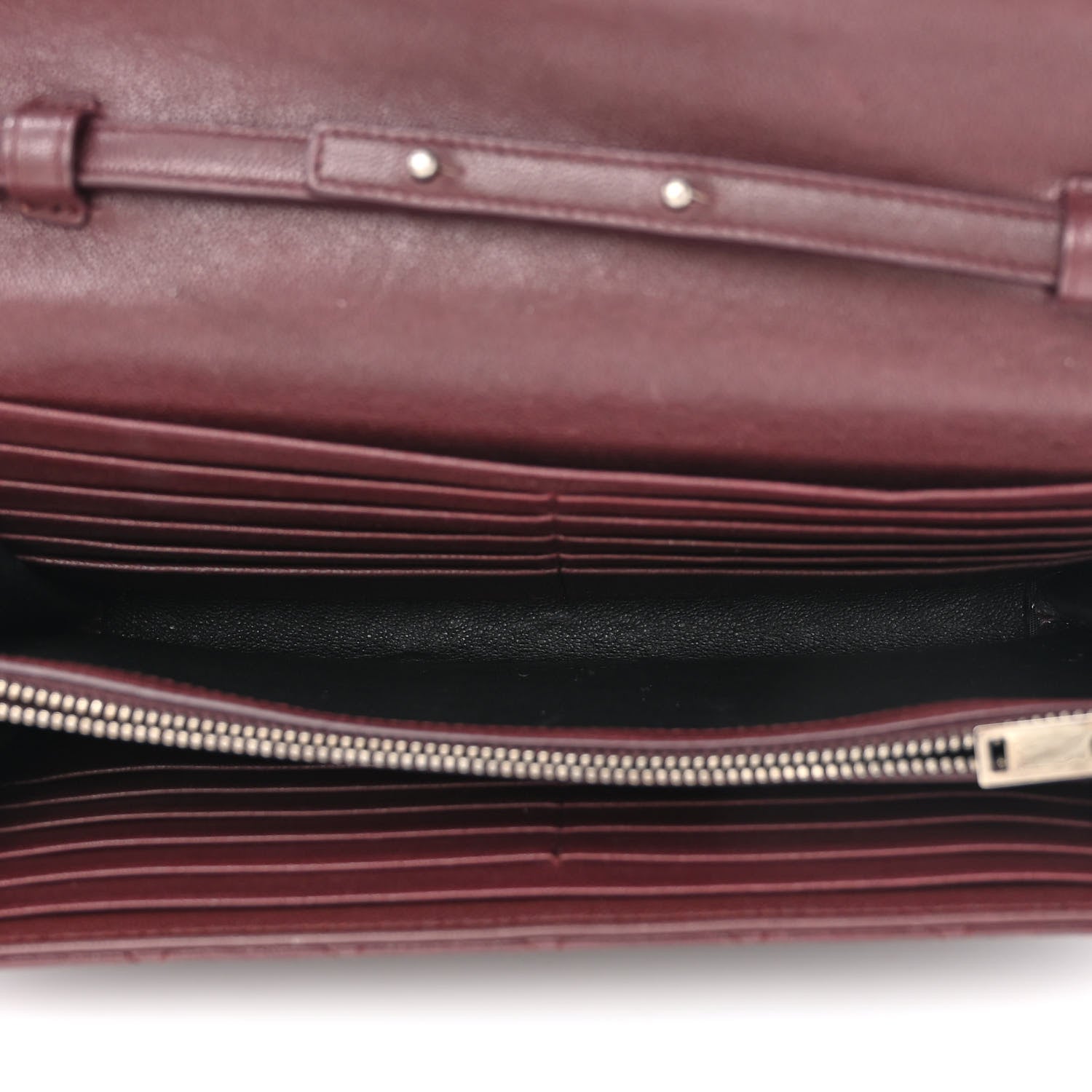 Saint Laurent Sheepskin Tri-Quilt Monogram Envelope Chain Wallet Burgundy 5 of 11