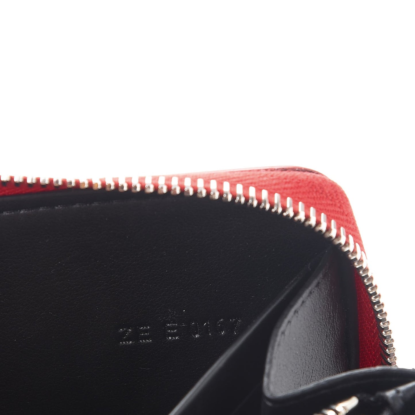 Calfskin Logo Zip Around Wallet Red Black