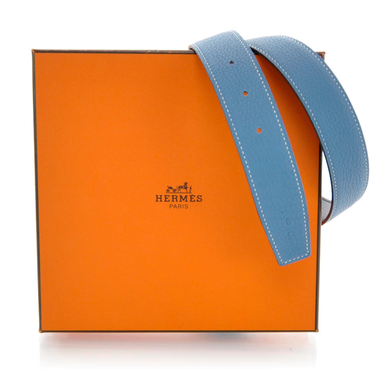 Hermes Reversible Belt Strap 80 Blue Jean and Black 6 of 6