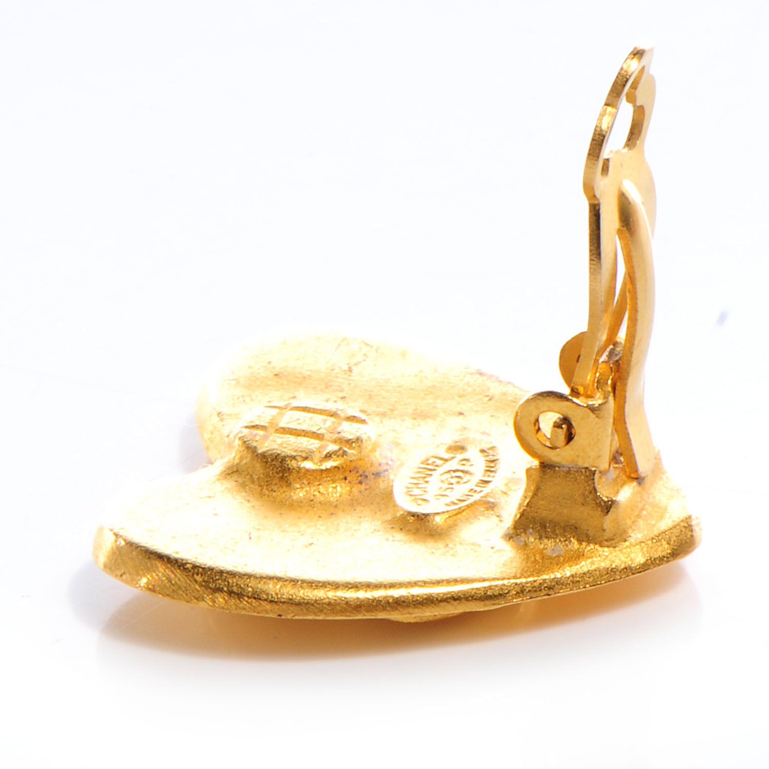 Chanel CC Heart Clip On Earrings Gold 3 of 4