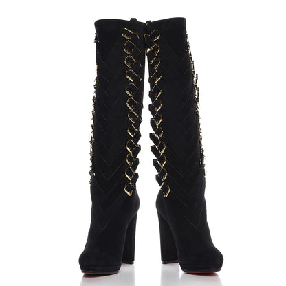 Christian Louboutin Suede Lady Troop 120 Tall Boots 39 Black 5 of 9