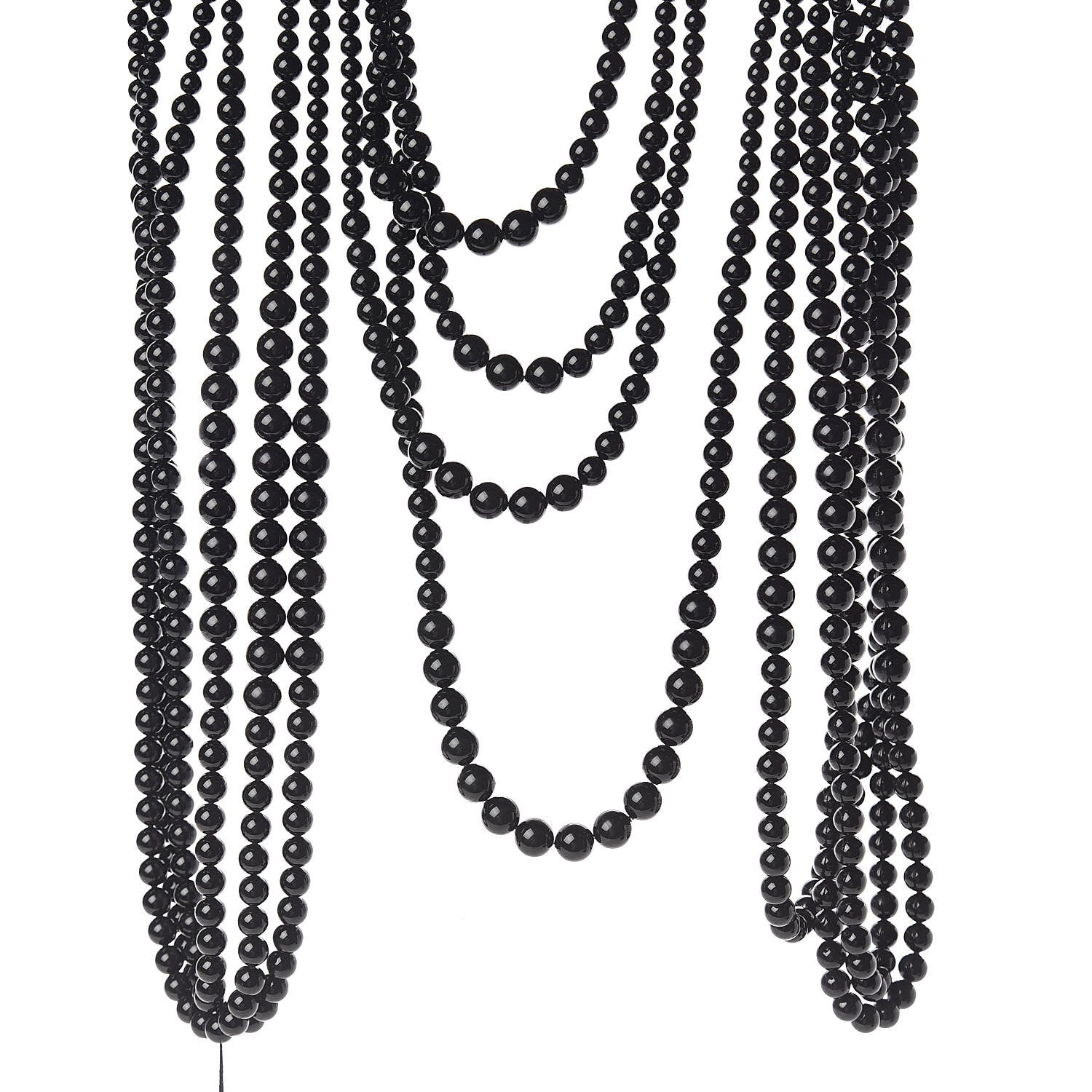 Chanel Ruthenium Beaded Pearl CC Long Multi Strand Necklace Black 1 of 5