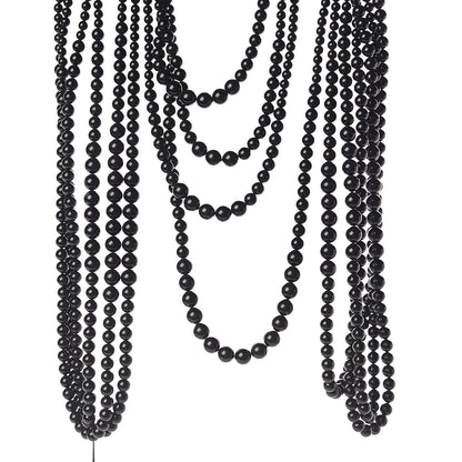 Chanel Ruthenium Beaded Pearl CC Long Multi Strand Necklace Black 1 of 5