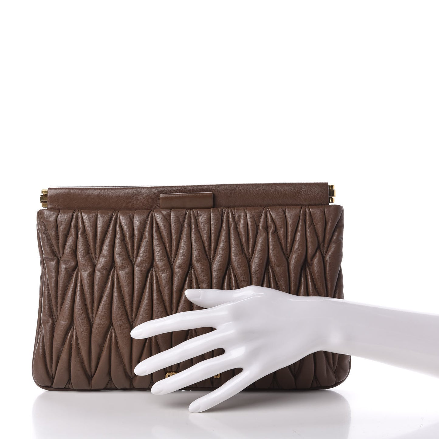 Nappa Matelasse Clutch Brown
