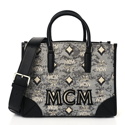 MCM Jacquard Monogram Small Tote Grey 1 of 9