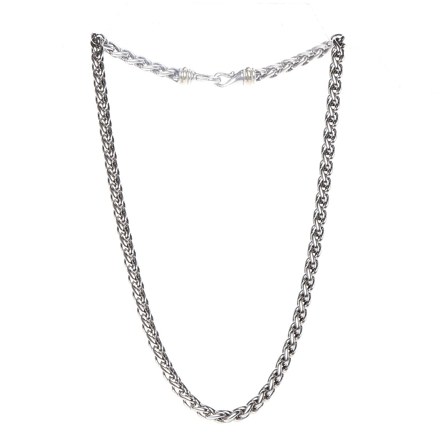 Sterling Silver 14K Yellow Gold 6mm Wheat Chain Necklace
