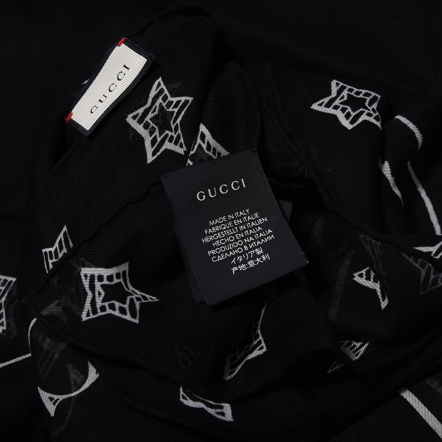 Cotton Dragon Print Square Scarf Black
