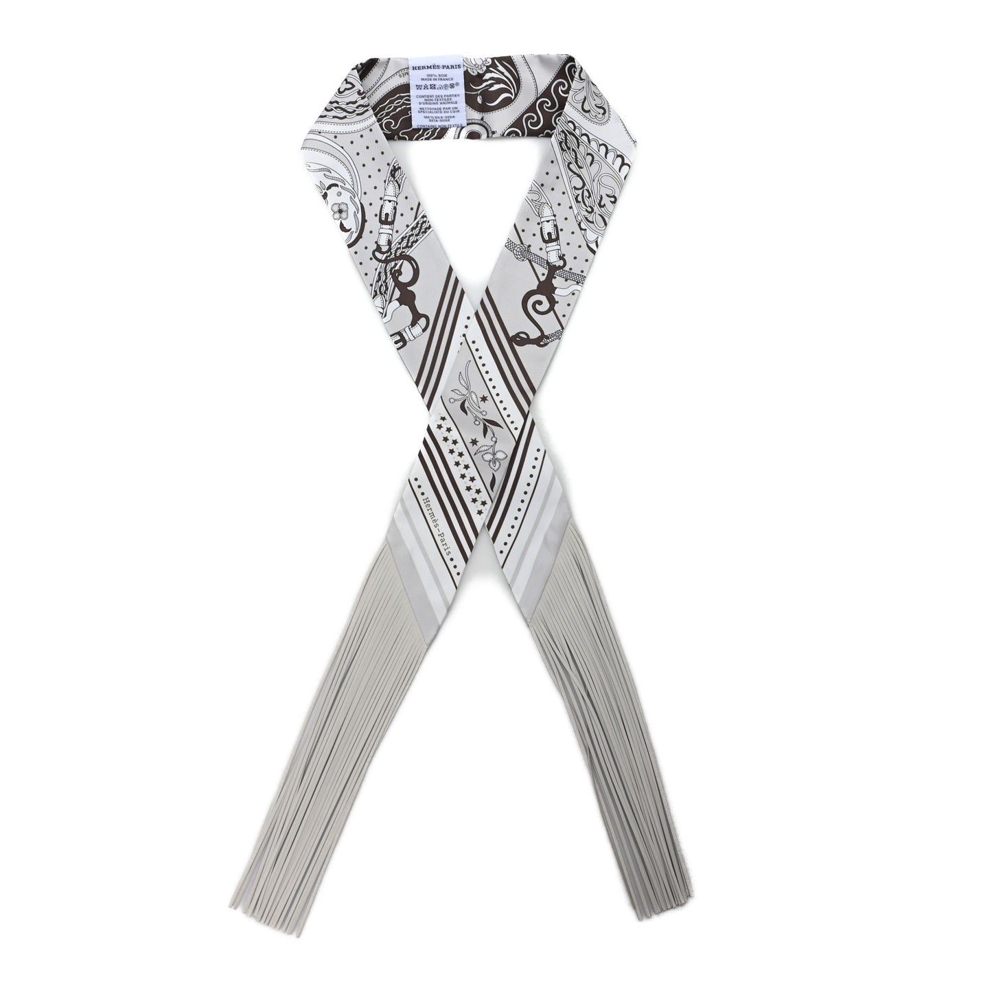 Silk Festival Des Amazones Bandana Fringed Twilly Craie Brun