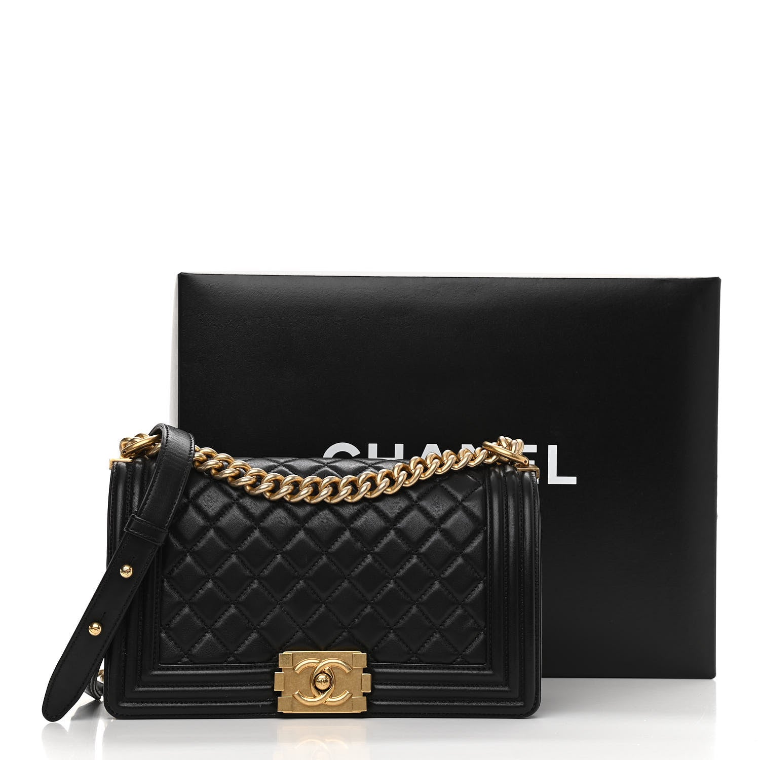 Chanel Lambskin Quilted Medium Boy Flap Black 12 of 12