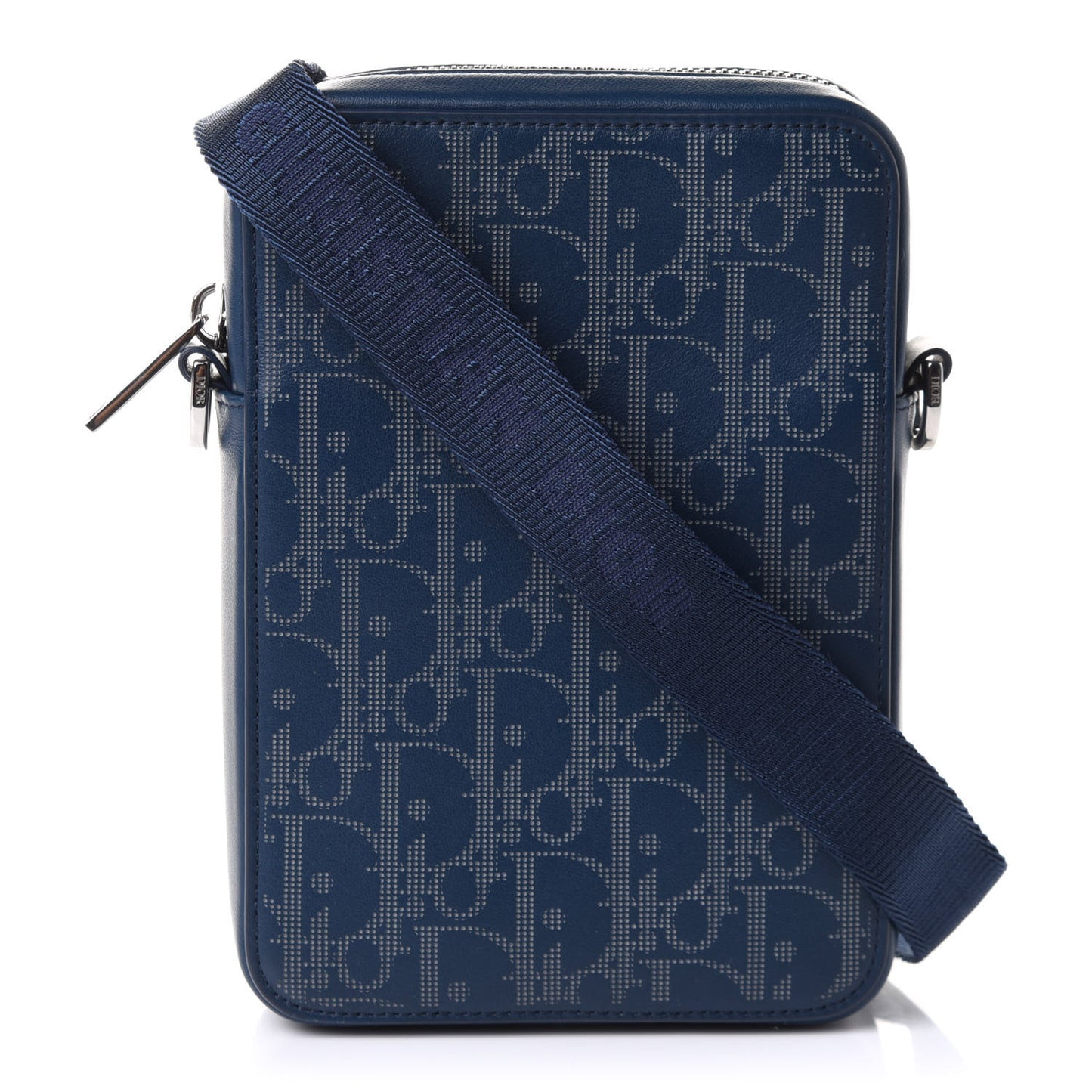 Calfskin Oblique Galaxy Perforated World Tour Messenger Pouch Blue White